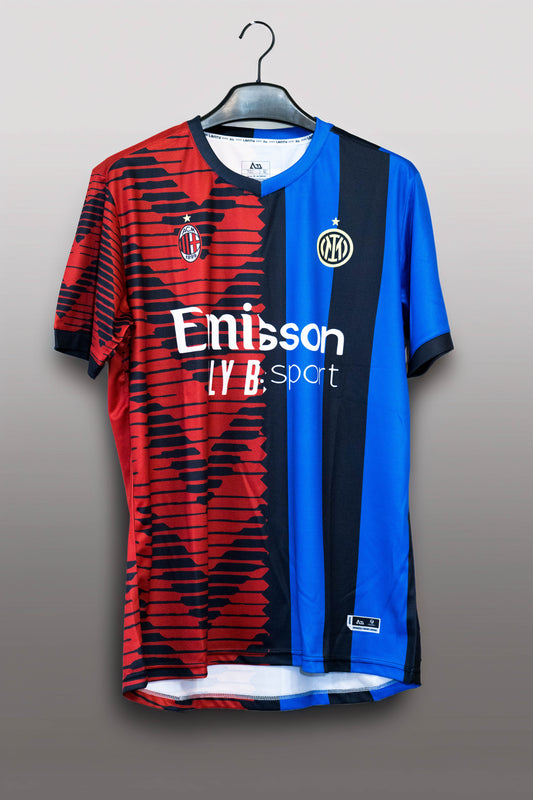 AC Milan vs Inter Milan 23/24 half and half jersey