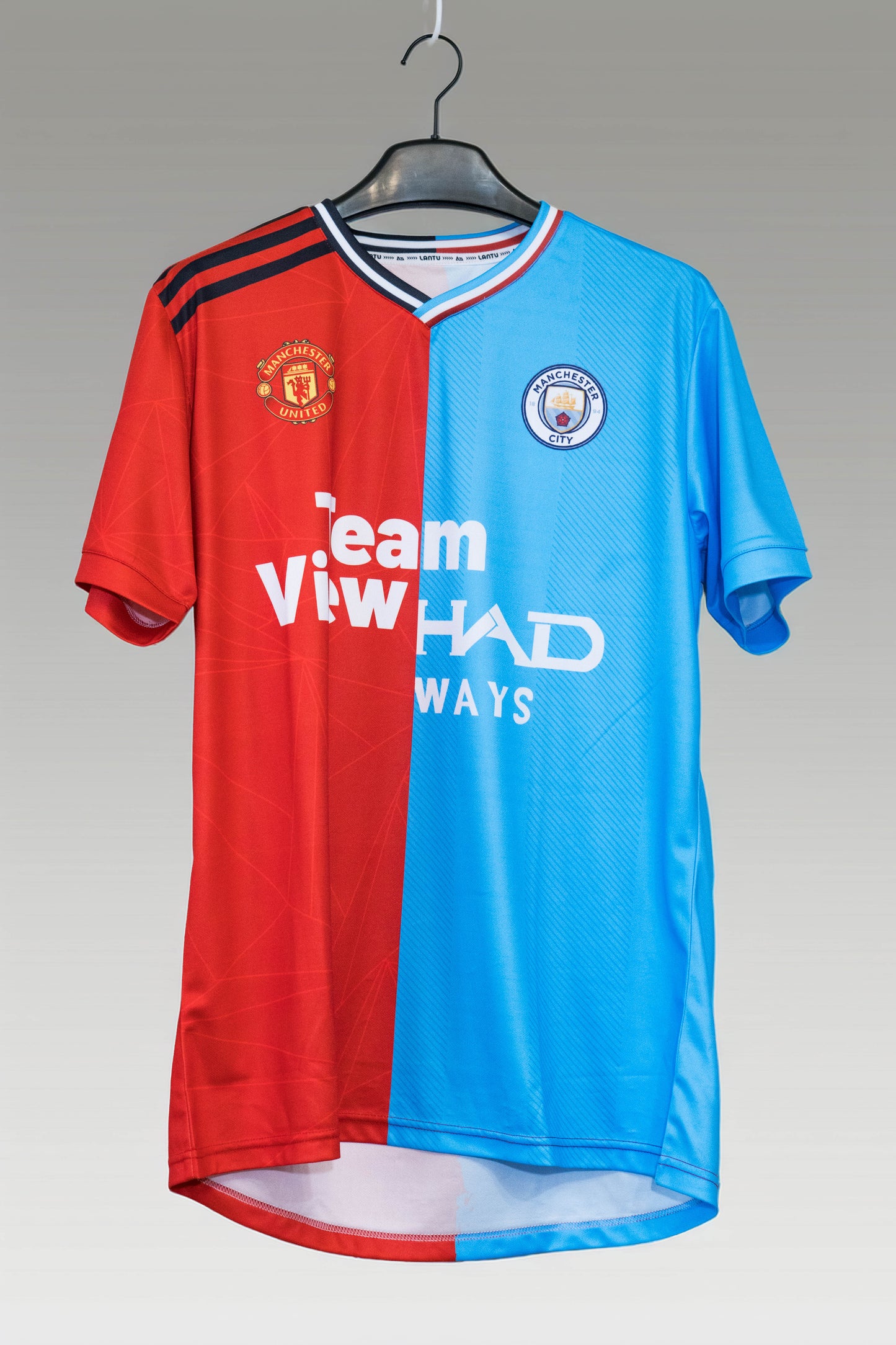 Manchester United vs Manchester City 23/24 half and half jersey