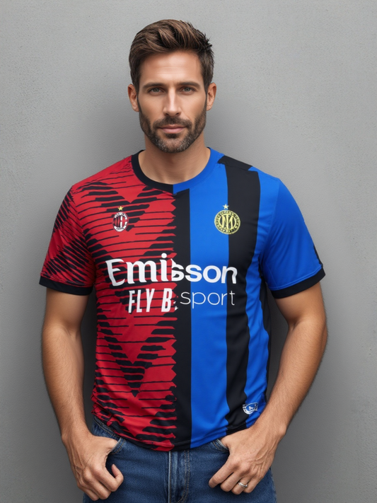 AC Milan vs Inter Milan 23/24 half and half jersey