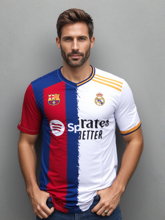 Barcelona vs Real Madrid 23/24 half and half jersey