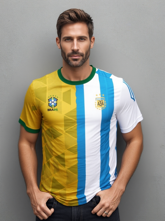 Brazil vs. Argentina half and half jersey
