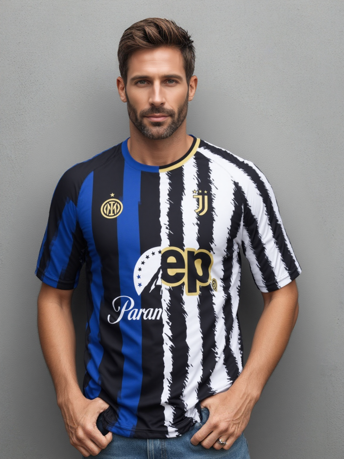 Inter Milan vs. Juventus half and half jersey