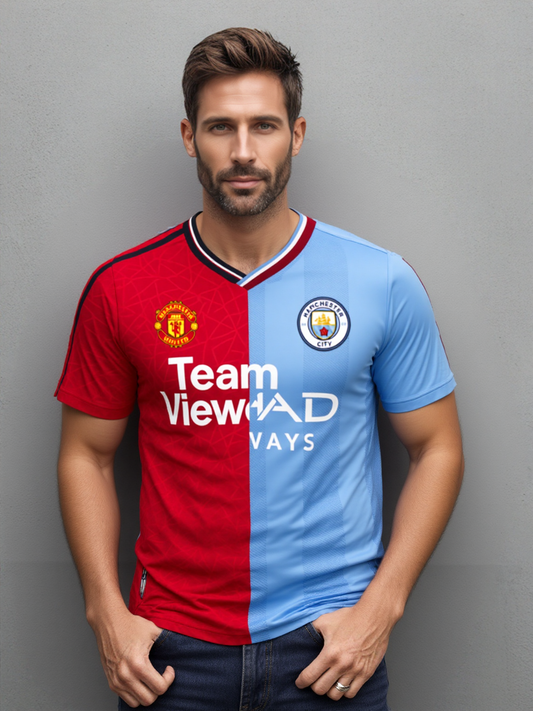 Manchester United vs Manchester City 23/24 half and half jersey