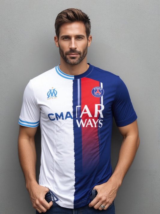 Marseille FC vs. Paris Saint Germain FC half and half jersey