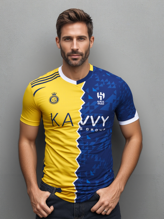 Al Nassr vs Al Hilal 23/24 half and half jersey